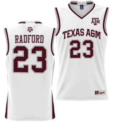 Tyrece Radford Jersey #23 Texas Aggies NIL College Basketball Jersey Lightweight White