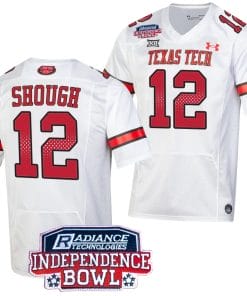 Tyler Shough Jersey #12 Texas Tech Red Raiders Independence Bowl Patch Football 2023 White
