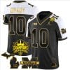 Tom Brady Jersey #10 Michigan Wolverines 2023 Big Ten Champions Patch Stitched Gold Alternate