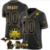 Tom Brady Jersey #10 Michigan Wolverines 2023 Big Ten Champions Patch Stitched Black Gold