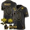Tom Brady Jersey #10 Michigan Wolverines 2023 Big Ten Back to Back Champions Patch Stitched Black Gold
