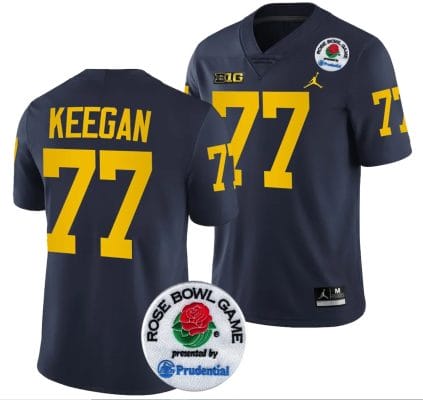 Trevor Keegan Jersey #77 Michigan Wolverines Rose Bowl Game 2024 Patch College Football Playoff Navy 8 Trevor Keegan Jersey #77 Michigan Wolverines Rose Bowl Game 2024 Patch College Football Playoff Navy