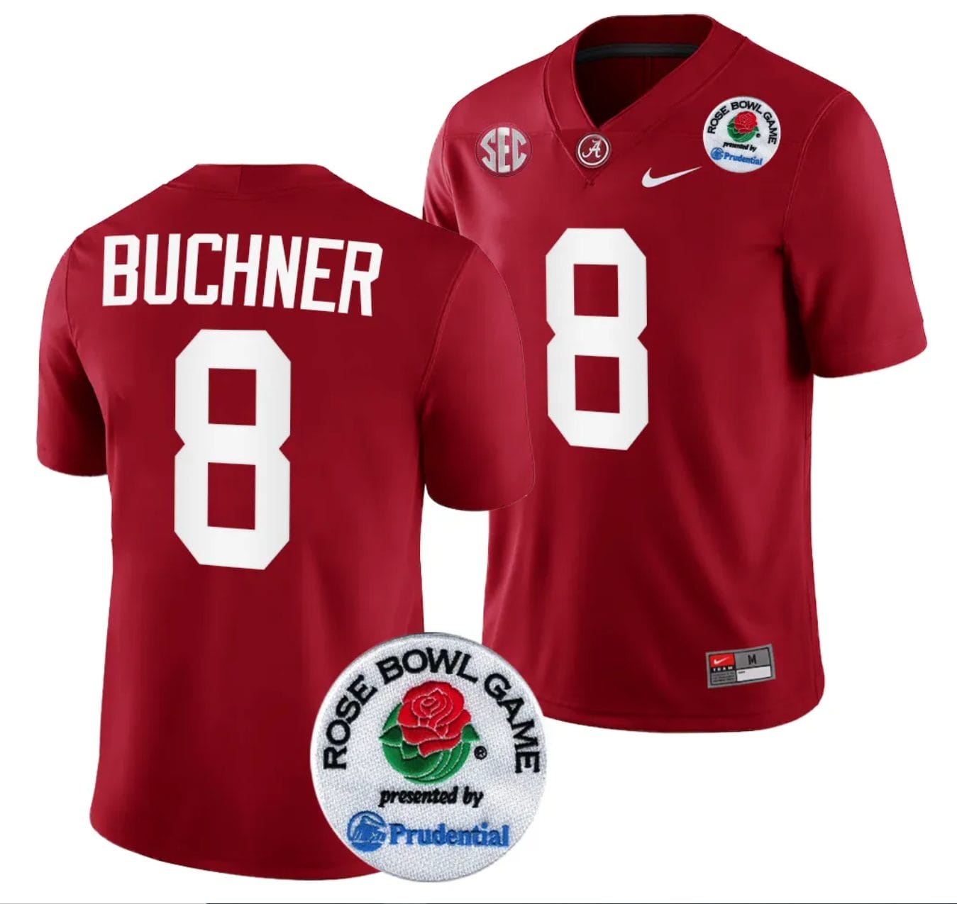 Tyler Buchner Jersey #8 Alabama Crimson Tide Rose Bowl Game 2024 Patch College Football Playoff Crimson 1 Tyler Buchner Jersey #8 Alabama Crimson Tide Rose Bowl Game 2024 Patch College Football Playoff Crimson