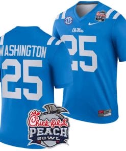 Trey Washington Jersey #25 Ole Miss Rebels Peach Bowl Patch 2024 College Football Blue