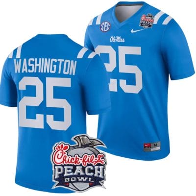 Trey Washington Jersey #25 Ole Miss Rebels Peach Bowl Patch 2024 College Football Blue 8 Trey Washington Jersey #25 Ole Miss Rebels Peach Bowl Patch 2024 College Football Blue