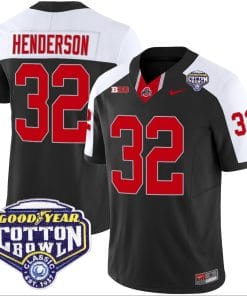 TreVeyon Henderson Jersey #32 Ohio State Buckeyes Cotton Bowl Patch Vapor Football Black Alternate