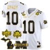 Tom Brady Jersey #10 Michigan Wolverines 2023 Big Ten Back to Back Champions Patch Stitched White Gold