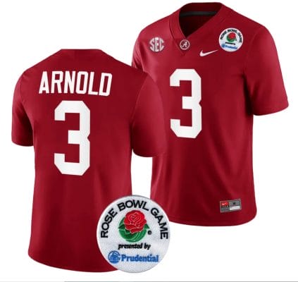Terrion Arnold Jersey #3 Alabama Crimson Tide Rose Bowl Game 2024 Patch College Football Playoff Crimson 8 Terrion Arnold Jersey #3 Alabama Crimson Tide Rose Bowl Game 2024 Patch College Football Playoff Crimson