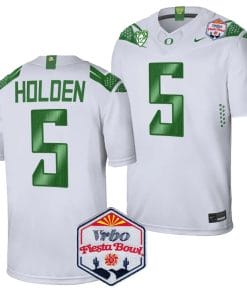 Traeshon Holden Jersey #5 Oregon Ducks Fiesta Bowl Patch 2024 Football White