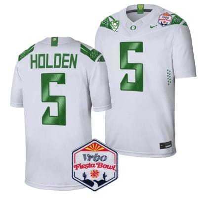 Traeshon Holden Jersey #5 Oregon Ducks Fiesta Bowl Patch 2024 Football White
