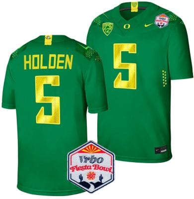 Traeshon Holden Jersey #5 Oregon Ducks Fiesta Bowl Patch 2024 Football Green 8 Traeshon Holden Jersey #5 Oregon Ducks Fiesta Bowl Patch 2024 Football Green