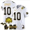 Tom Brady Jersey #10 Michigan Wolverines 2023 Big Ten Champions Patch Stitched White Gold