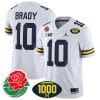 Tom Brady Jersey #10 Michigan Wolverines 1000 Wins & Rose Bowl Patch Special White 5 Tom Brady Jersey #10 Michigan Wolverines 1000 Wins & Rose Bowl Patch Special White
