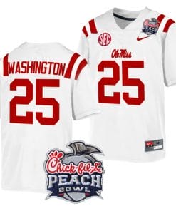 Trey Washington Jersey #25 Ole Miss Rebels Peach Bowl Patch 2024 College Football White