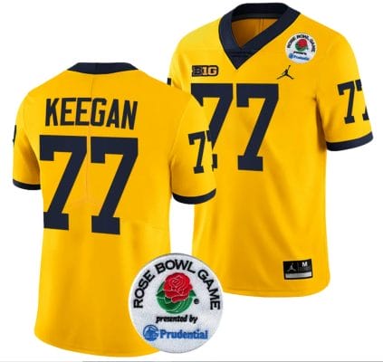 Trevor Keegan Jersey #77 Michigan Wolverines Rose Bowl Game 2024 Patch College Football Playoff Maize 8 Trevor Keegan Jersey #77 Michigan Wolverines Rose Bowl Game 2024 Patch College Football Playoff Maize