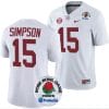 Ty Simpson Jersey #15 Alabama Crimson Tide Rose Bowl Game 2024 Patch College Football Playoff White