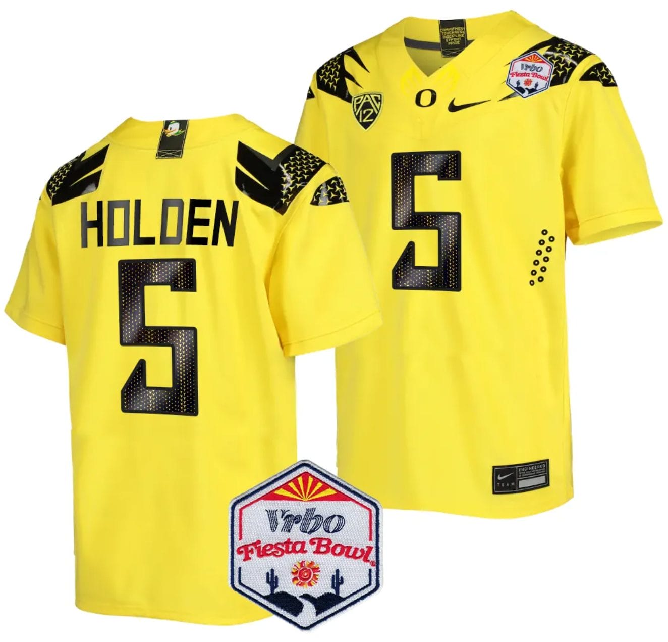 Traeshon Holden Jersey #5 Oregon Ducks Fiesta Bowl Patch 2024 Football Yellow 1 Traeshon Holden Jersey #5 Oregon Ducks Fiesta Bowl Patch 2024 Football Yellow