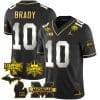 Tom Brady Jersey #10 Michigan Wolverines 2023 Big Ten Back to Back Champions Patch Stitched Black Limited