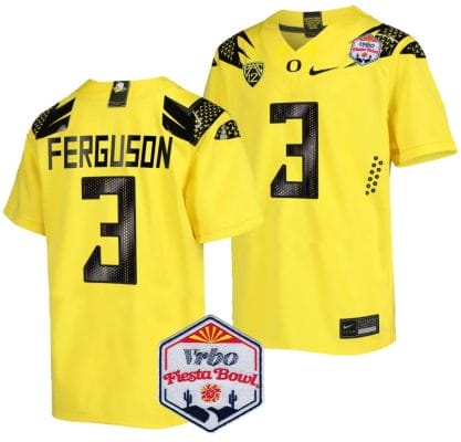 Terrance Ferguson Jersey #3 Oregon Ducks Fiesta Bowl Patch 2024 Football Yellow