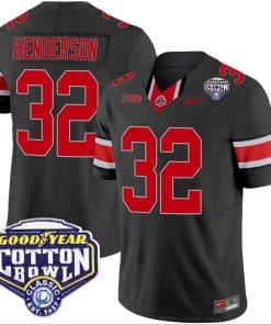 TreVeyon Henderson Jersey #32 Ohio State Buckeyes Cotton Bowl Patch Vapor Football Black