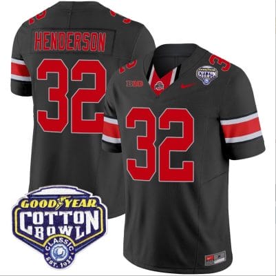 TreVeyon Henderson Jersey #32 Ohio State Buckeyes Cotton Bowl Patch Vapor Football Black 8 TreVeyon Henderson Jersey #32 Ohio State Buckeyes Cotton Bowl Patch Vapor Football Black