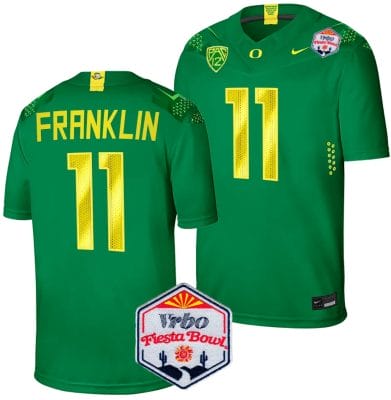 Troy Franklin Jersey #11 Oregon Ducks Fiesta Bowl Patch 2024 Football Green