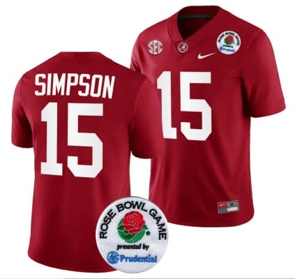 Ty Simpson Jersey #15 Alabama Crimson Tide Rose Bowl Game 2024 Patch College Football Playoff Crimson 8 Ty Simpson Jersey #15 Alabama Crimson Tide Rose Bowl Game 2024 Patch College Football Playoff Crimson