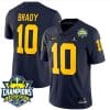 Tom Brady Jersey #10 Michigan Wolverines 2023 Big Ten Champions Patch Stitched Navy
