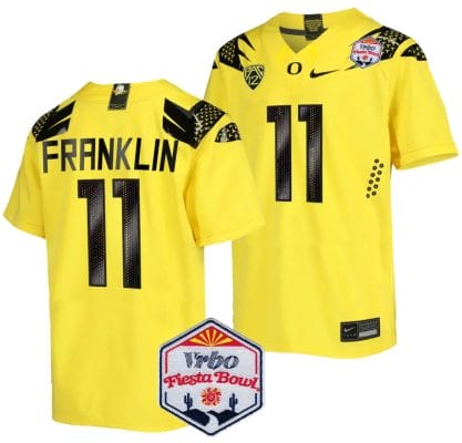 Troy Franklin Jersey #11 Oregon Ducks Fiesta Bowl Patch 2024 Football Yellow