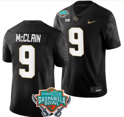 Timmy McClain Jersey #9 UCF Knights 2023 Gasparilla Bowl Patch Football Black 8 Timmy McClain Jersey #9 UCF Knights 2023 Gasparilla Bowl Patch Football Black