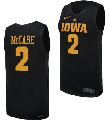 Taylor McCabe Jersey #2 Iowa Hawkeyes Basketball uniform 2023-24 Black