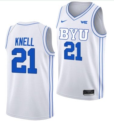 Trevin Knell Jersey #21 BYU Cougars College Basketball Jersey 2022-23 White