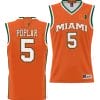 Wooga Poplar Jersey #5 Miami Hurricanes NIL College Basketball Lightweight Orange