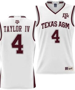 Wade Taylor IV Jersey #4 Texas Aggies NIL College Basketball Jersey Lightweight White
