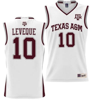 Wildens Leveque Jersey #10 Texas Aggies NIL College Basketball Jersey Lightweight White 8 Wildens Leveque Jersey #10 Texas Aggies NIL College Basketball Jersey Lightweight White