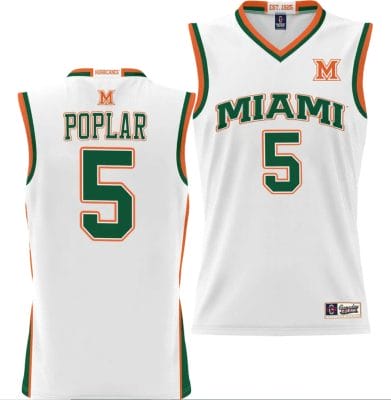 Wooga Poplar Jersey #5 Miami Hurricanes NIL College Basketball Lightweight White 6 Wooga Poplar Jersey #5 Miami Hurricanes NIL College Basketball Lightweight White