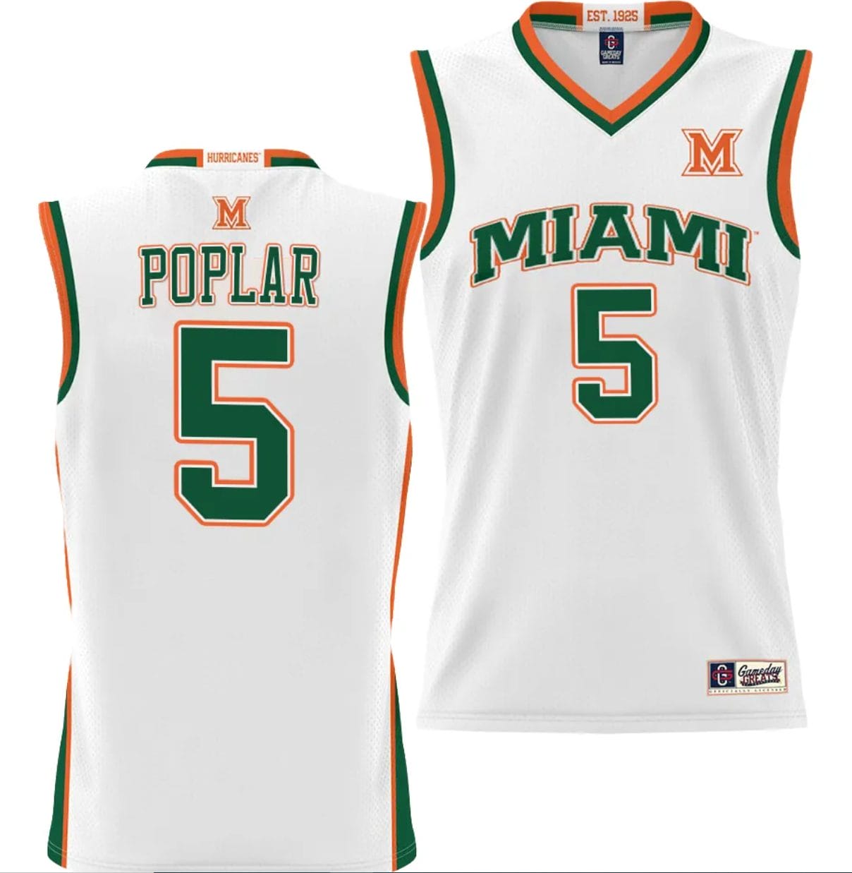 Wooga Poplar Jersey #5 Miami Hurricanes NIL College Basketball Lightweight White 1 Wooga Poplar Jersey #5 Miami Hurricanes NIL College Basketball Lightweight White
