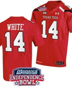 Xavier White Jersey #14 Texas Tech Red Raiders Independence Bowl Patch Football 2023 Red