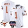 Xavier Worthy Jersey #1 Texas Longhorns Sugar Bowl Patch Vapor Football White 4 Xavier Worthy Jersey #1 Texas Longhorns Sugar Bowl Patch Vapor Football White