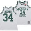 Xavier Booker Jersey #34 Michigan State Spartans 125th Basketball Anniversary 1990 Throwback White 2 Xavier Booker Jersey #34 Michigan State Spartans 125th Basketball Anniversary 1990 Throwback White