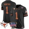 Xavier Worthy Jersey #1 Texas Longhorns Sugar Bowl Patch Vapor Football Black