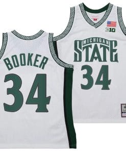 Xavier Booker Jersey #34 Michigan State Spartans 125th Basketball Anniversary 1999 Throwback White