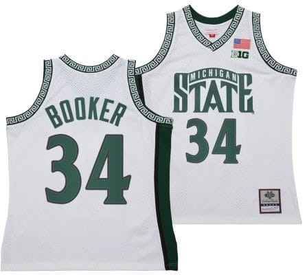 Xavier Booker Jersey #34 Michigan State Spartans 125th Basketball Anniversary 1999 Throwback White