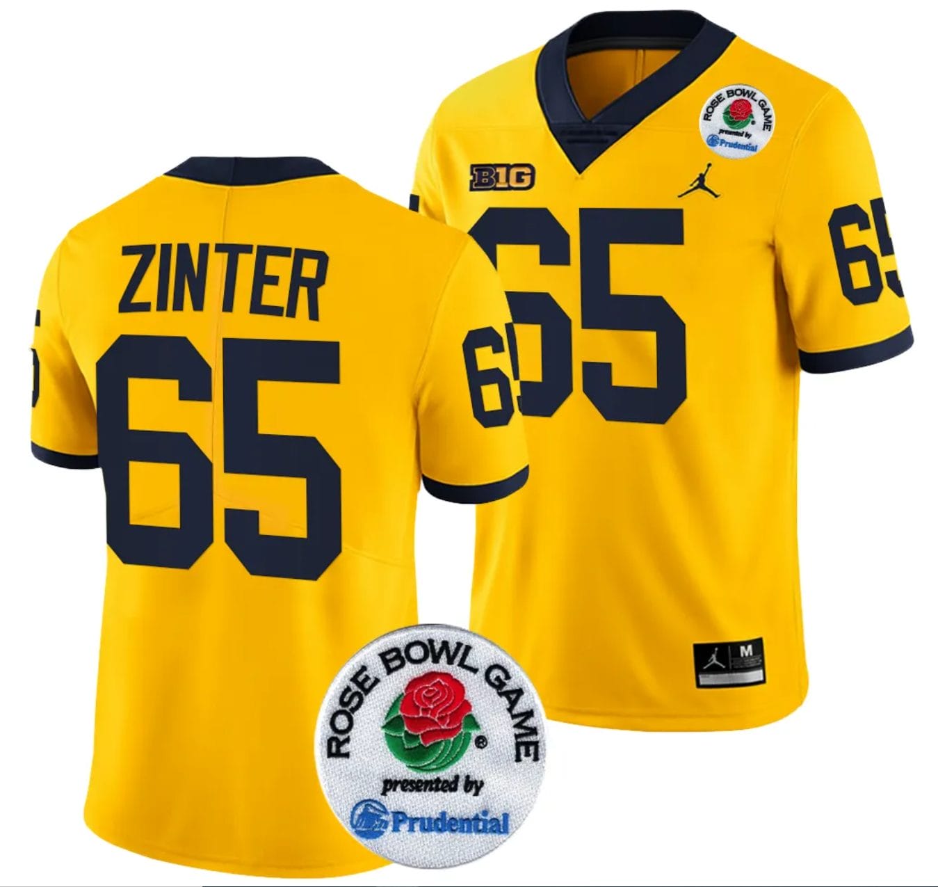 Zak Zinter Jersey #65 Michigan Wolverines Rose Bowl Game 2024 Patch College Football Playoff Maize 1 Zak Zinter Jersey #65 Michigan Wolverines Rose Bowl Game 2024 Patch College Football Playoff Maize