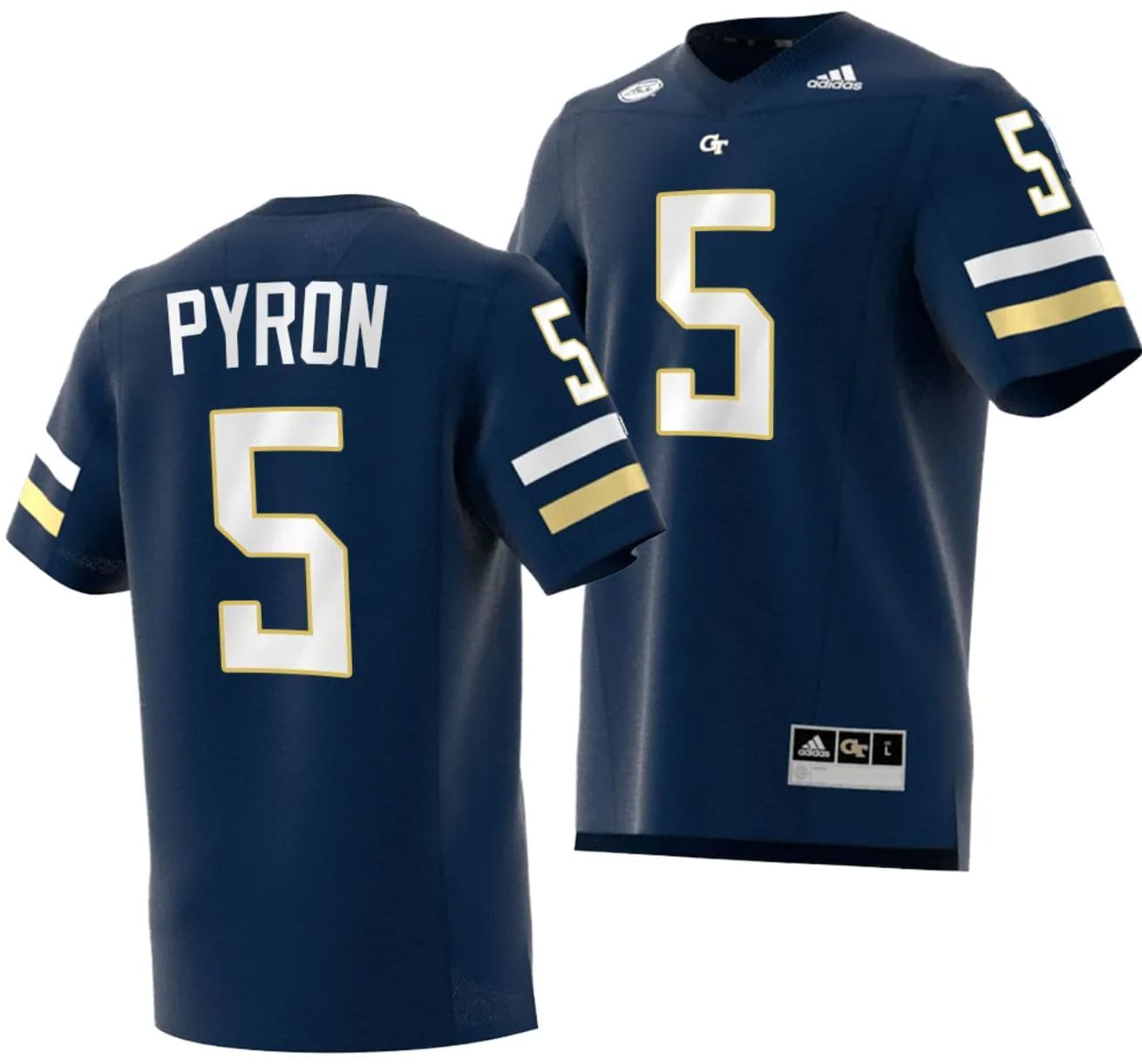 Zach Pyron Jersey #5 Georgia Tech Yellow Jackets 2023 Premier Football Uniform Navy 1 Zach Pyron Jersey #5 Georgia Tech Yellow Jackets 2023 Premier Football Uniform Navy