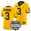 Aj Henning Jersey #3 Michigan Wolverines Football 2023 National Champions Patch Yellow