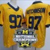 Aidan Hutchinson Jersey #97 Michigan Wolverines Football 2023 National Champions Patch Yellow 4 Aidan Hutchinson Jersey #97 Michigan Wolverines Football 2023 National Champions Patch Yellow