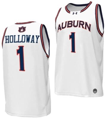 Aden Holloway Jersey #1 Auburn Tigers Replica College Basketball 2023-24 White