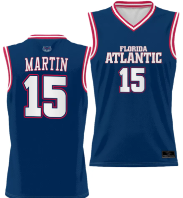 Alijah Martin Jersey #15 FAU Owls Full Sublimated Alternate Basketball Navy