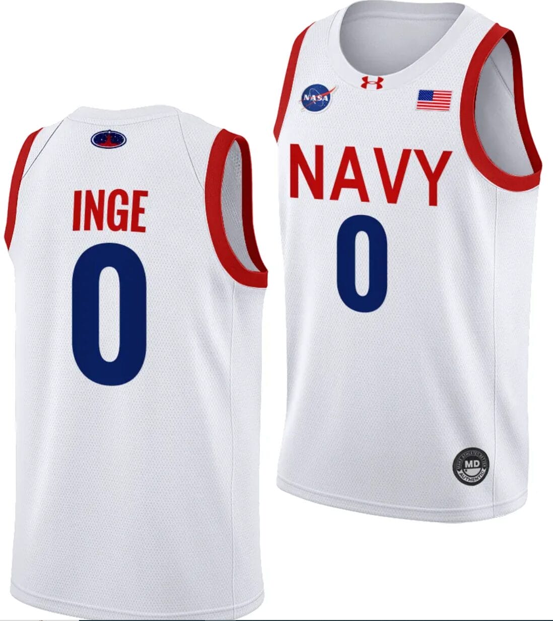Austin Inge Jersey #0 Navy Midshipmen NASA-Themed Basketball uniform 2023-24 White 1 Austin Inge Jersey #0 Navy Midshipmen NASA-Themed Basketball uniform 2023-24 White